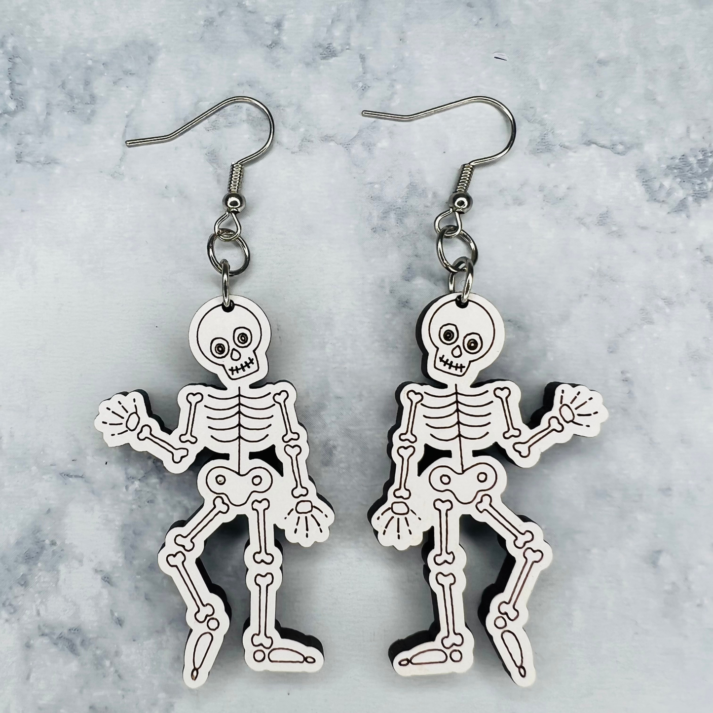 Wooden Skeleton Earrings