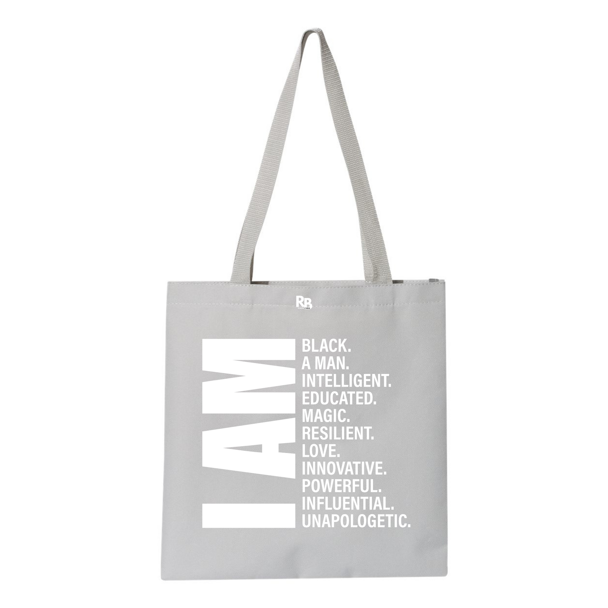 Resiliently Bold I Am Black. I am Man Affirmation Gray Madison Basic Tote Bag