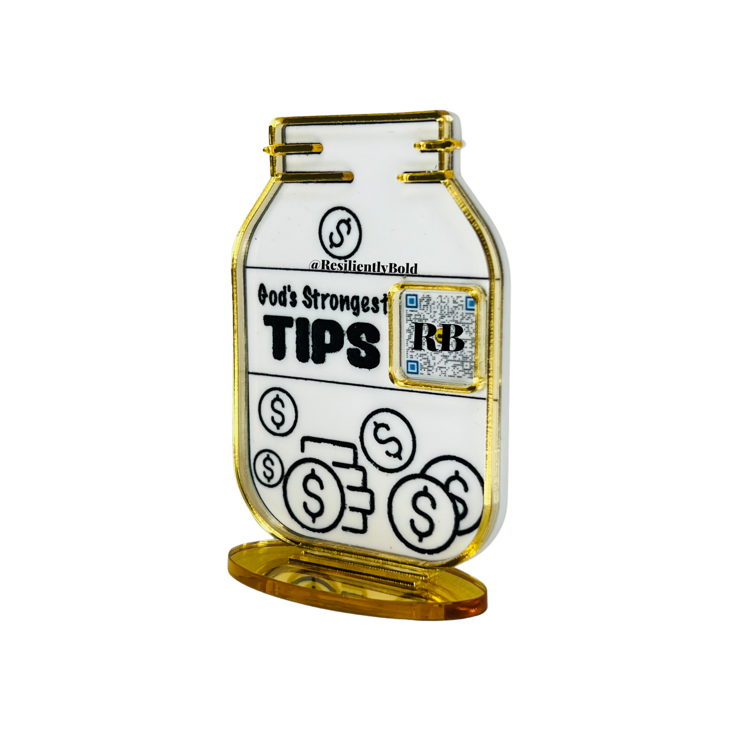 Tip Jar QR Code Sign with Stand