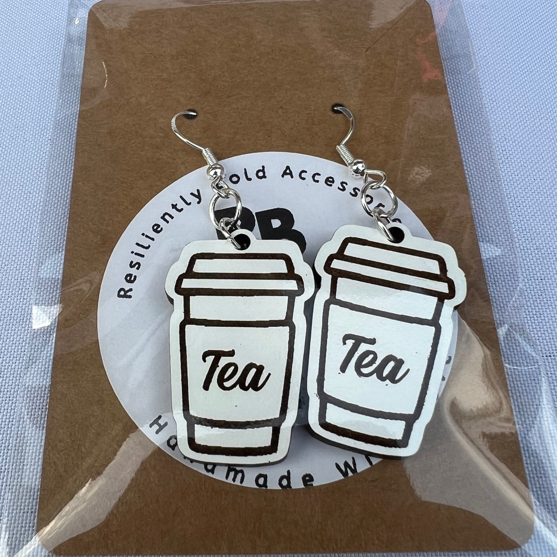 Resiliently Bold Wooden Dangling Tea Earrings