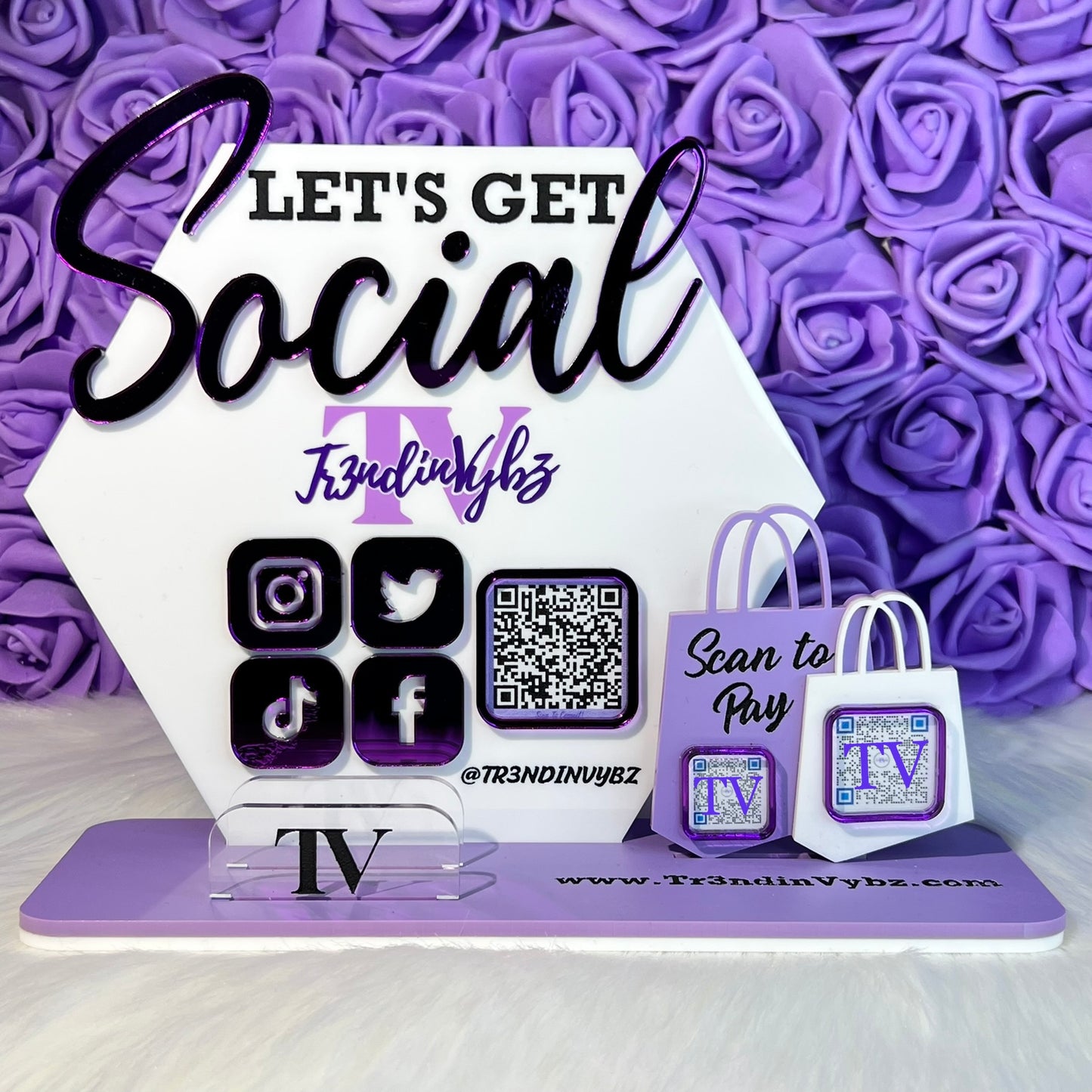 Social Media, Payment QR Code & Business Card Holder Stand