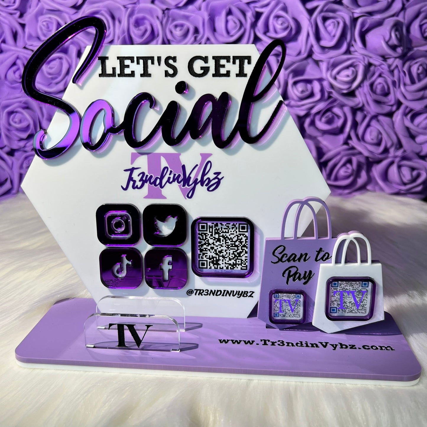 Social Media QR Code Plaque & Business Card Holder