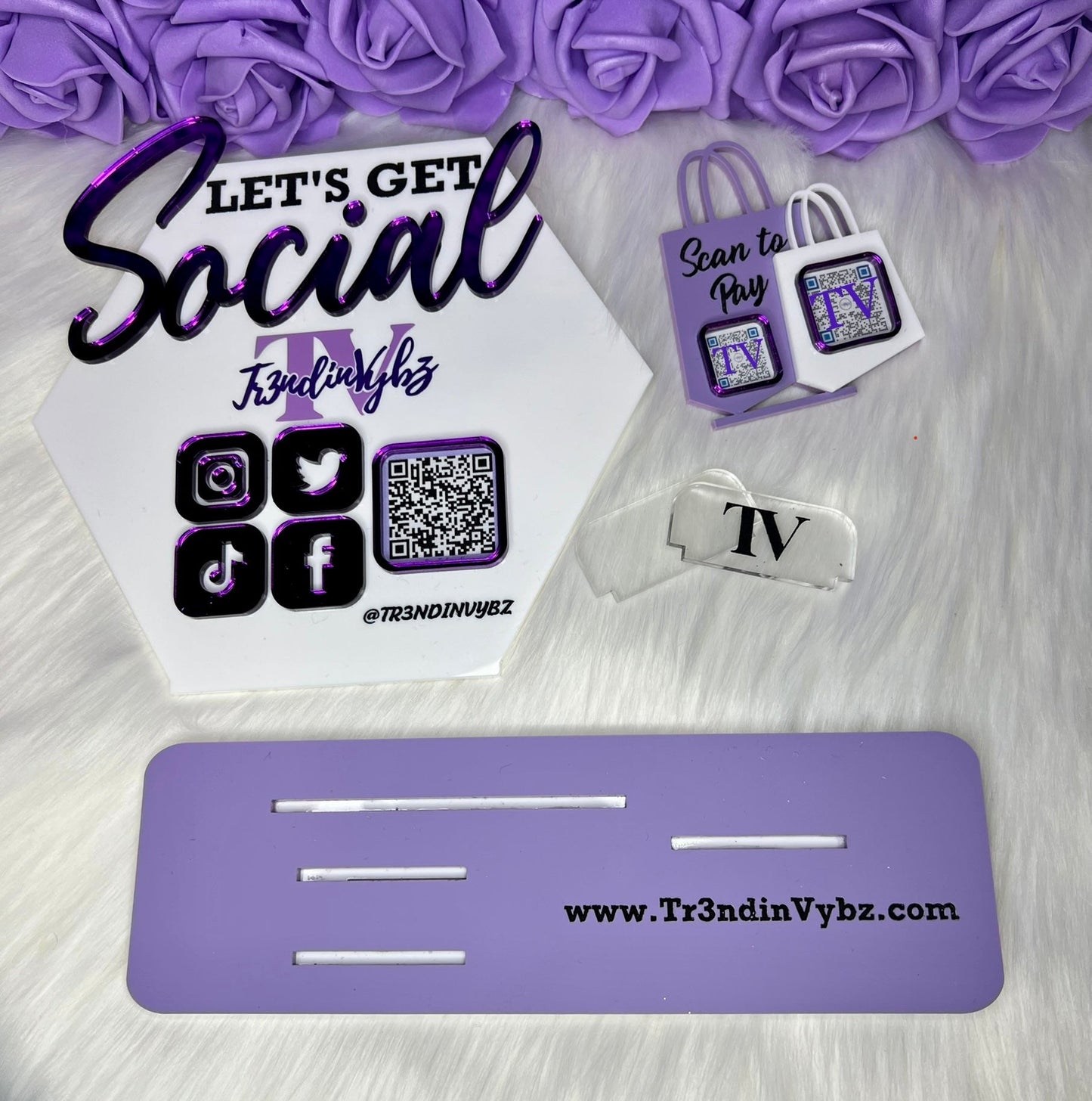 Social Media, Payment QR Code & Business Card Holder Stand