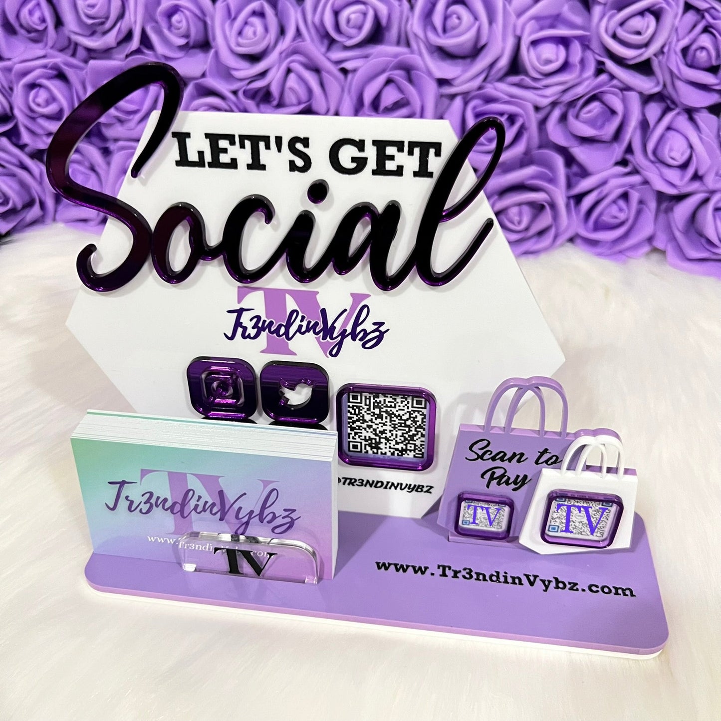 Social Media QR Code Plaque & Business Card Holder