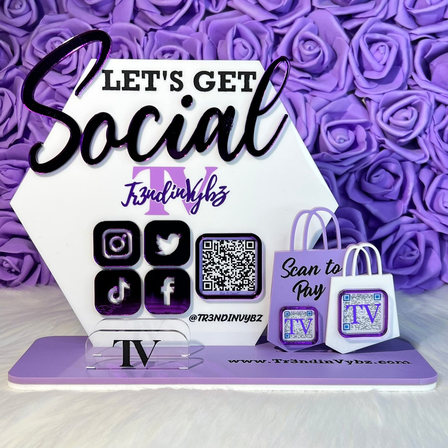 Social Media QR Code Plaque & Business Card Holder